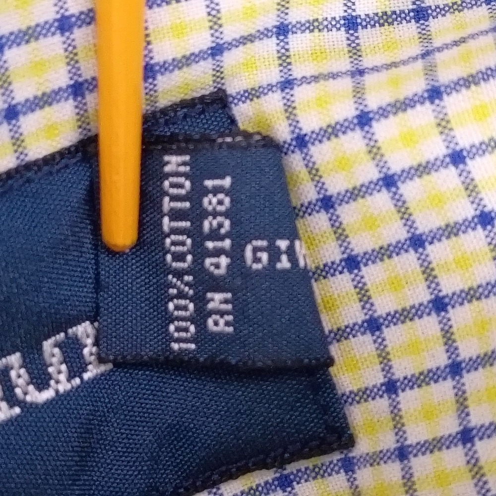 Ralph Lauren Mens Classic Fit Yellow Blue Gingham Checkered Button Down Shirt XL - Picture 8 of 9